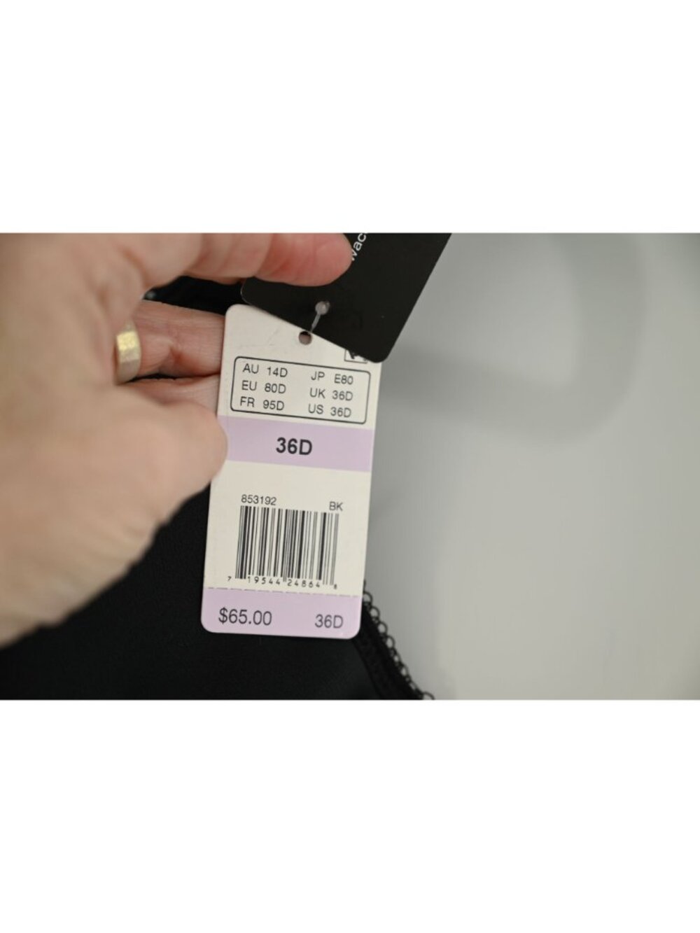NWT Wacoal Basic Beauty Underwire T-Shirt Bra Sz 36D Black Full Coverage 853192 - Picture 5 of 5